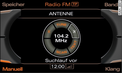 Automatische Sendersuche vorwärts (FM-Band)